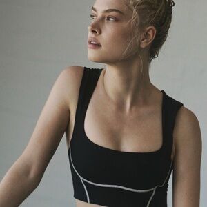 FP Movement Square Neck Athletic Bra with Silver Trim